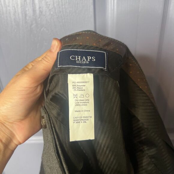 Chaps Dress Pant Trousers Dark Gray Flat Front Mens Size 38/29 Career Wear - Picture 3 of 8